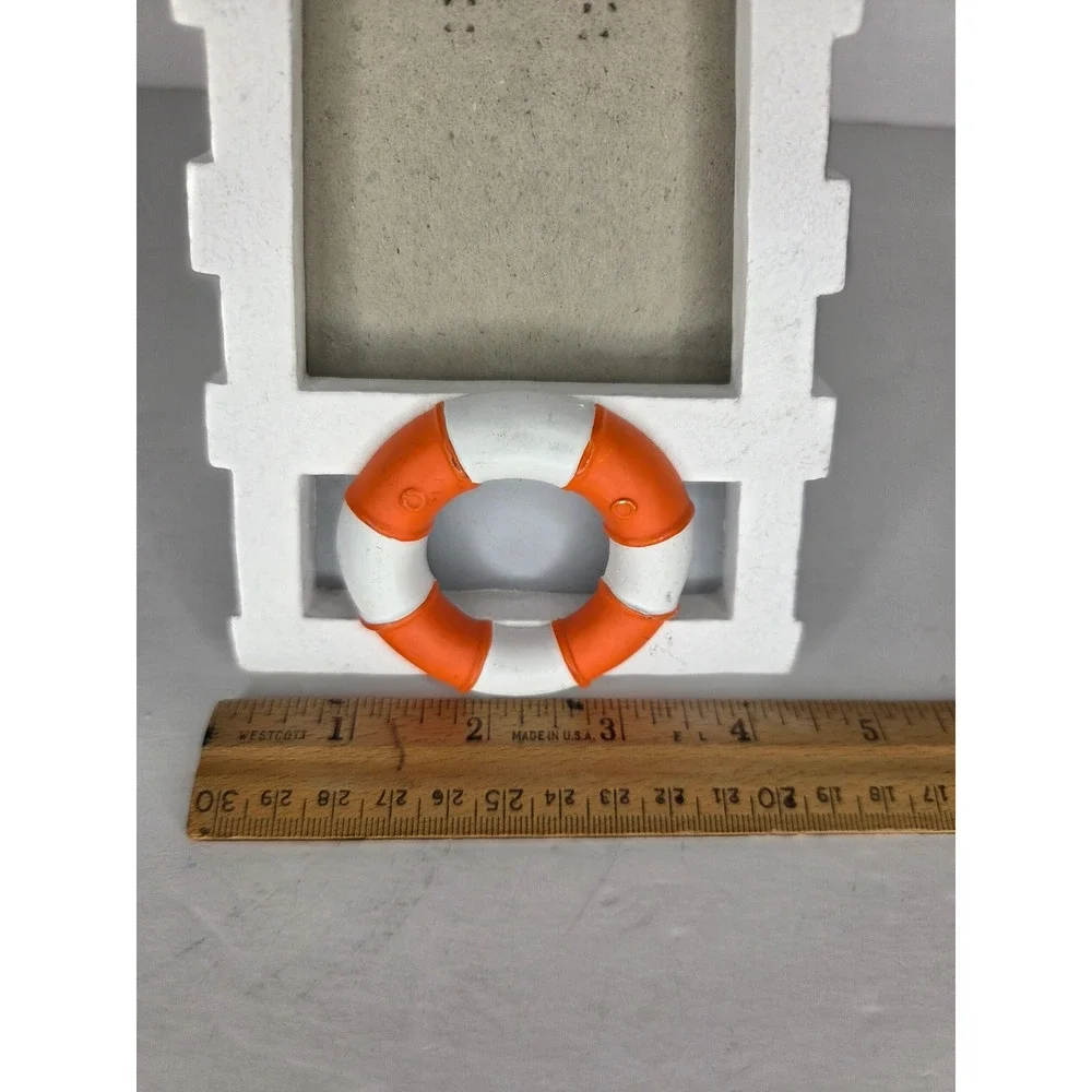 Lifeguard Tower Picture Frame Nautical Beach Decor Off Duty White Orange 9in